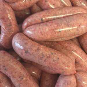 1kg handmade pork , cheddar cheese and fresh beetroot sausage